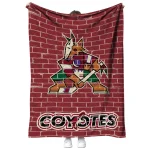 arizona coyotes brick grid red quilt blanket best selling