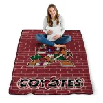 arizona coyotes brick grid red quilt blanket best selling