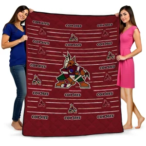 arizona coyotes handdrawn stripes red quilt blanket best selling