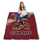 arizona coyotes nhl shield red quilt blanket best selling