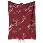 arizona coyotes sketch lines red quilt blanket best selling