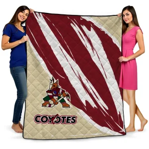 arizona coyotes stroke art red white quilt blanket best selling
