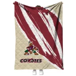 arizona coyotes stroke art red white quilt blanket best selling