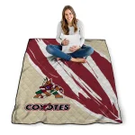 arizona coyotes stroke art red white quilt blanket best selling