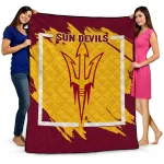 arizona state sun devils block border maroon quilt blanket best selling