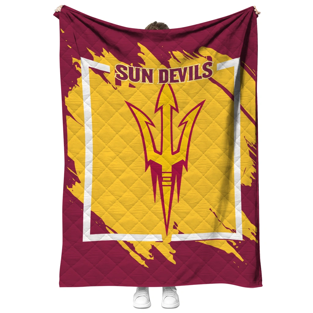 arizona state sun devils block border maroon quilt blanket fashion forward