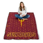 arizona state sun devils brick grid maroon quilt blanket best selling