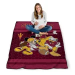 arizona state sun devils disney football maroon quilt blanket best selling