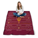 arizona state sun devils handdrawn stripes maroon quilt blanket best selling