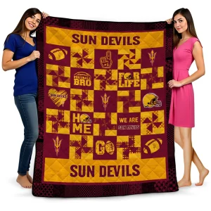arizona state sun devils helmet heart maroon quilt blanket best selling