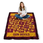 arizona state sun devils helmet heart maroon quilt blanket best selling