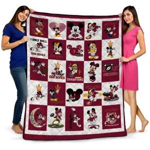 arizona state sun devils mickey mouse motif maroon white quilt blanket best selling