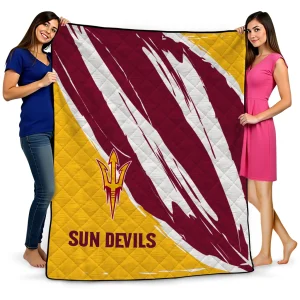 arizona state sun devils stroke art maroon white quilt blanket best selling