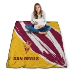 arizona state sun devils stroke art maroon white quilt blanket best selling