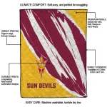 arizona state sun devils stroke art maroon white quilt blanket best selling