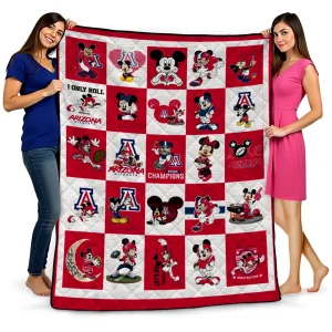 arizona wildcats mickey mouse motif red white quilt blanket best selling