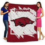 arkansas razorbacks block border red quilt blanket best selling