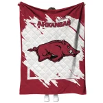 arkansas razorbacks block border red quilt blanket best selling