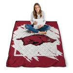 arkansas razorbacks block border red quilt blanket best selling