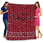 arkansas razorbacks brick grid red quilt blanket best selling