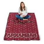 arkansas razorbacks brick grid red quilt blanket best selling