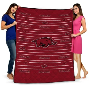 arkansas razorbacks handdrawn stripes red quilt blanket best selling