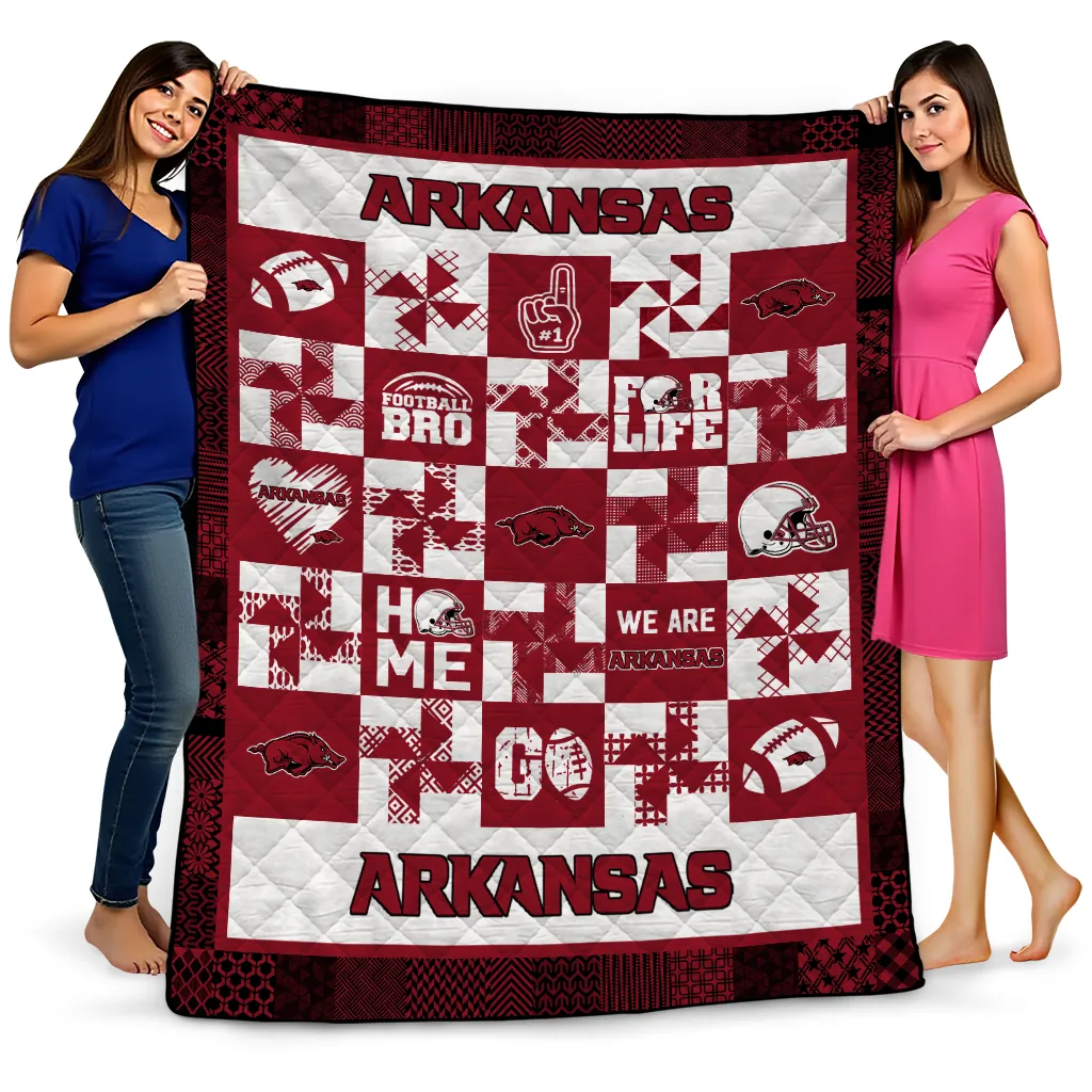 arkansas razorbacks helmet heart red quilt blanket best selling arkansas razorbacks helmet heart red quilt blanket best selling