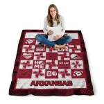 arkansas razorbacks helmet heart red quilt blanket best selling