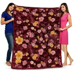 arkansas razorbacks hibiscus foliage red quilt blanket best selling