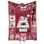 arkansas razorbacks snoopy love red quilt blanket best selling