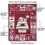 arkansas razorbacks snoopy love red quilt blanket best selling