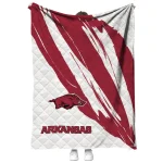 arkansas razorbacks stroke art red white quilt blanket best selling