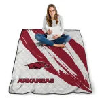 arkansas razorbacks stroke art red white quilt blanket best selling