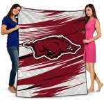 arkansas razorbacks wild lines red white quilt blanket best selling