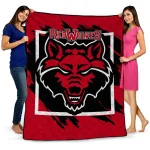 arkansas state red wolves block border scarlet quilt blanket best selling