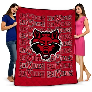 arkansas state red wolves bold red scarlet quilt blanket best selling