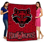 arkansas state red wolves brick grid scarlet quilt blanket best selling