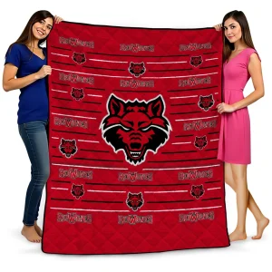 arkansas state red wolves handdrawn stripes scarlet quilt blanket best selling