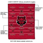 arkansas state red wolves handdrawn stripes scarlet quilt blanket best selling
