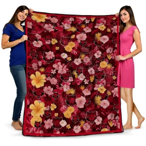 arkansas state red wolves hibiscus foliage scarlet quilt blanket best selling
