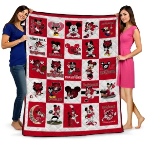 arkansas state red wolves mickey mouse motif scarlet white quilt blanket best selling