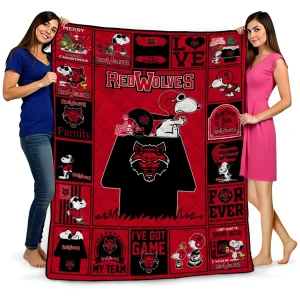 arkansas state red wolves snoopy love scarlet quilt blanket best selling