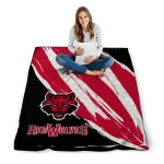 arkansas state red wolves stroke art scarlet white quilt blanket best selling