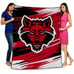 arkansas state red wolves wild lines scarlet white quilt blanket best selling