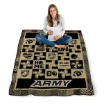 army black knights helmet heart gold quilt blanket best selling
