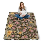 army black knights hibiscus foliage gold quilt blanket best selling