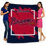atlanta braves block border navy quilt blanket best selling