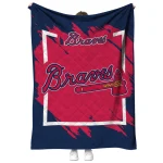 atlanta braves block border navy quilt blanket best selling