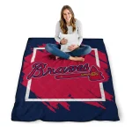 atlanta braves block border navy quilt blanket best selling