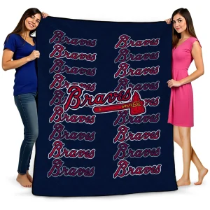 atlanta braves bold red navy quilt blanket best selling